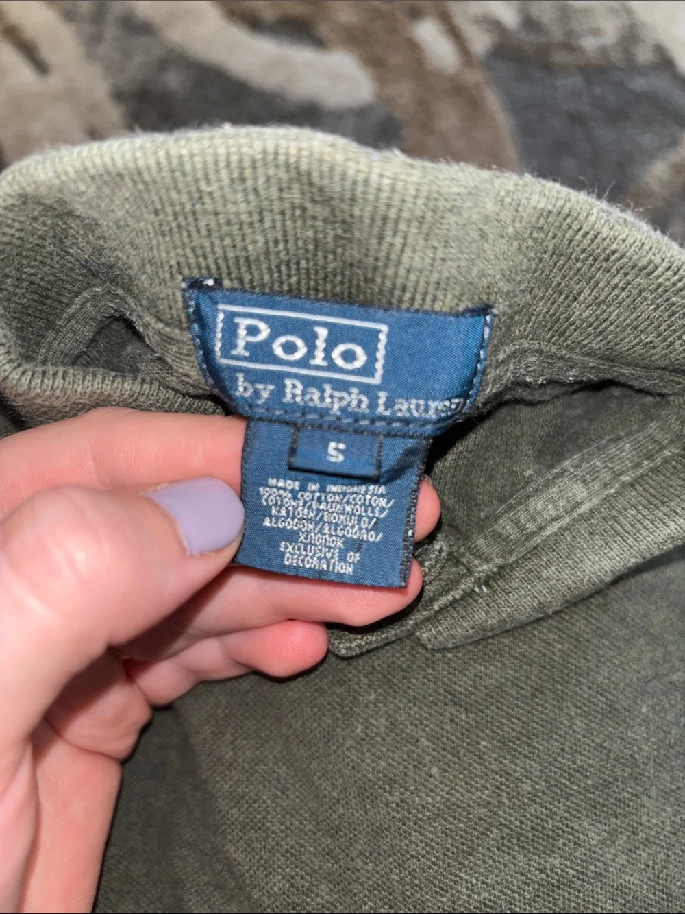 Ralph Lauren Boys Olive Green Polo with Purple Pony